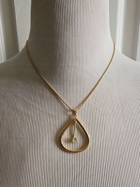 2 Necklace Set - Gold Teardrop w/ Solitaire Accent, Multi Teardrop